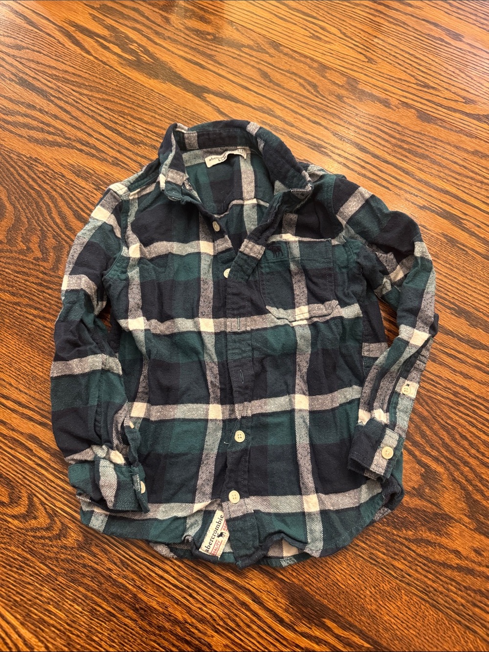 abercrombie kids Green & Navy Plaid flannel